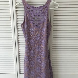 Nordstrom lace dress with tan underlay